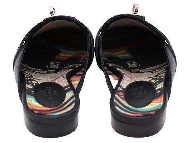 Hermès Mules Kelly Silver Buckle Oz para mujer Negro - vista 4
