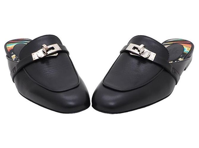 Hermès Mules Kelly Silver Buckle Oz para mujer Negro - vista 6