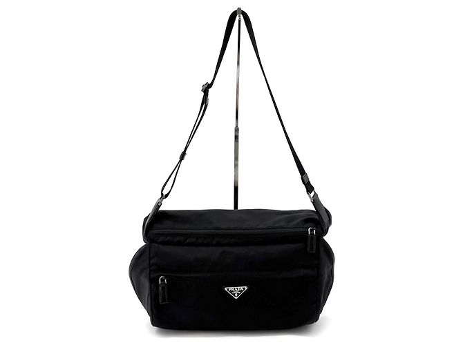 Saffiano Prada Borsa Biker Large Marsupio a tracolla Nero - vista 2