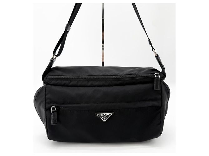 Saffiano Prada Borsa Biker Large Marsupio a tracolla Nero - vista 3