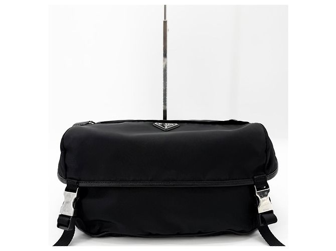 Saffiano Prada Borsa Biker Large Marsupio a tracolla Nero - vista 6