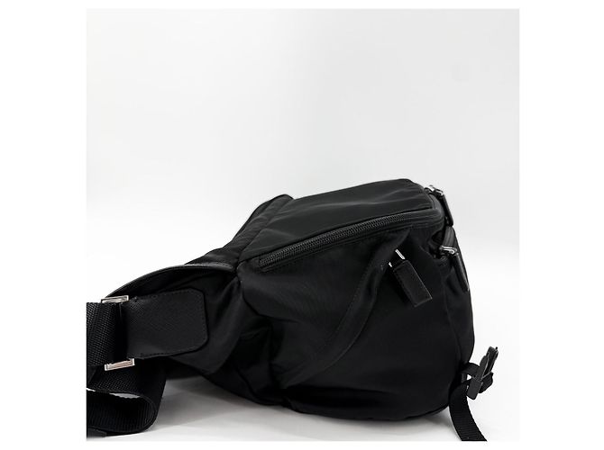 Saffiano Prada Borsa Biker Large Marsupio a tracolla Nero - vista 9