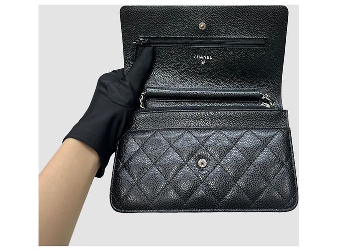 Wallet On Chain Chanel Portafoglio Caviar on Chain Black Silver Series Nero - vista 6