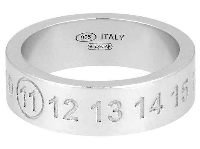 Maison Martin Margiela Engraved Numbering Logo Silver Ring Silvery - view 3