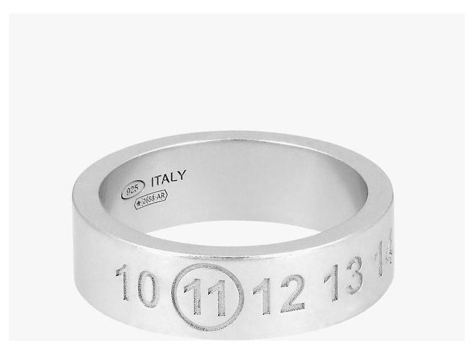 Maison Martin Margiela Engraved Numbering Logo Silver Ring Silvery - view 5