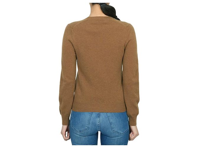 Comme Des Garcons Suéter de malha para mulher com logótipo duplo vermelho AZ Marrom - vista 3