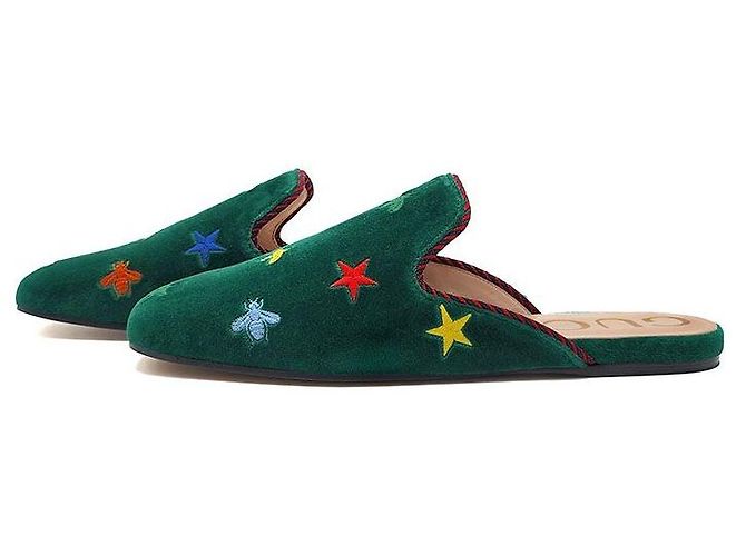 Gucci Mule Kibi in velluto Blopfer Nero - vista 3
