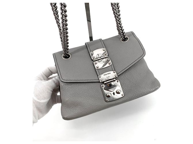Miu Miu Borsa a tracolla con catena Madras Marrone - vista 2