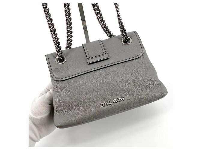 Miu Miu Borsa a tracolla con catena Madras Marrone - vista 3