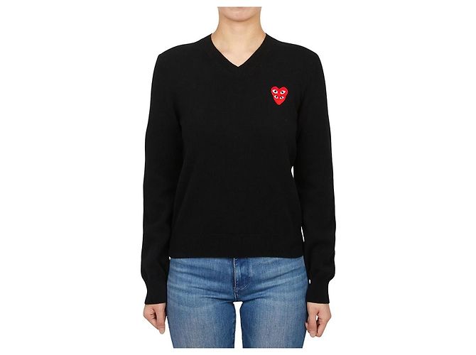 Comme Des Garcons Jersey de punto para mujer Double Red Patch AZ Azul - vista 2