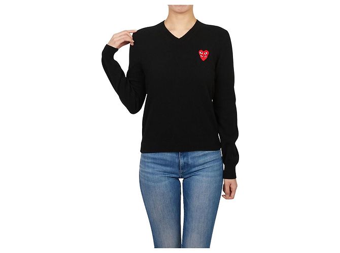 Comme Des Garcons Jersey de punto para mujer Double Red Patch AZ Azul - vista 4
