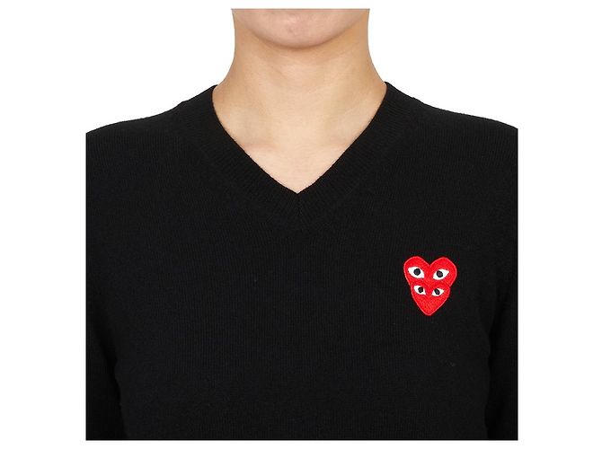 Comme Des Garcons Jersey de punto para mujer Double Red Patch AZ Azul - vista 5