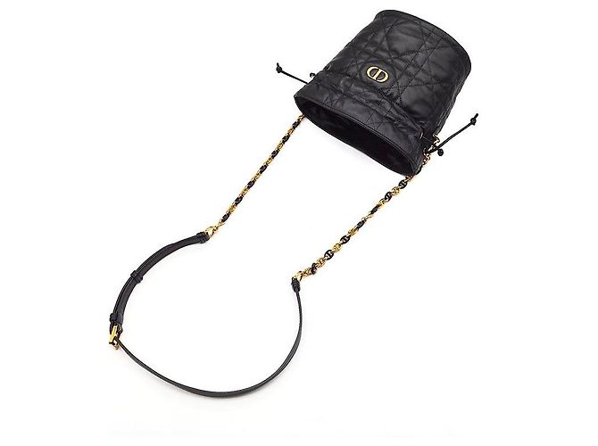 Dior Mini borsa a secchiello con coulisse Miss Caro Nero - vista 4