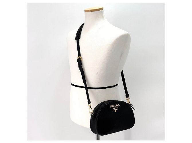 Prada Borsa a tracolla Odette in Vitello Daino Nero - vista 10