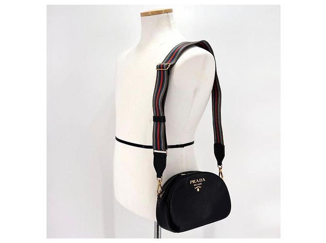 Prada Borsa a tracolla Odette in Vitello Daino Nero - vista 11