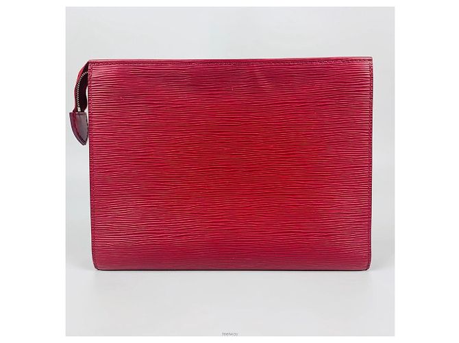 Louis Vuitton Pochette Epi Toile Burgundy Clutch Bag Rosso - vista 2
