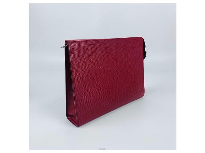 Louis Vuitton Pochette Epi Toile Burgundy Clutch Bag Rosso - vista 6