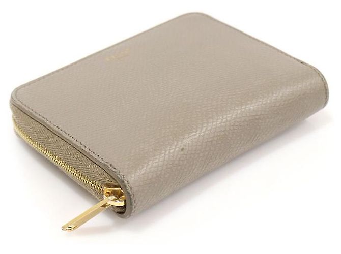 Céline Cartera compacta con cremallera en piel de becerro granulada gris pebble Castaño - vista 4