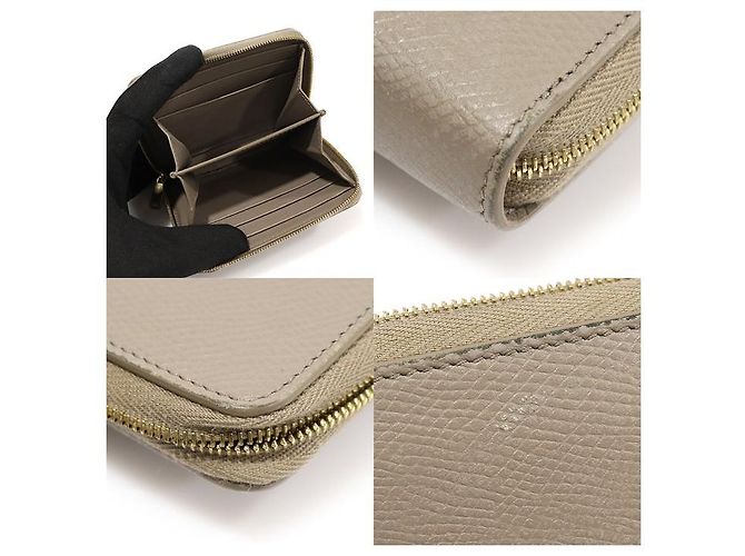 Céline Cartera compacta con cremallera en piel de becerro granulada gris pebble Castaño - vista 6