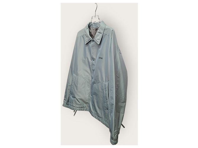 Dior Spread Silk Blend Embroidered Bomber Jacket Blue - view 2