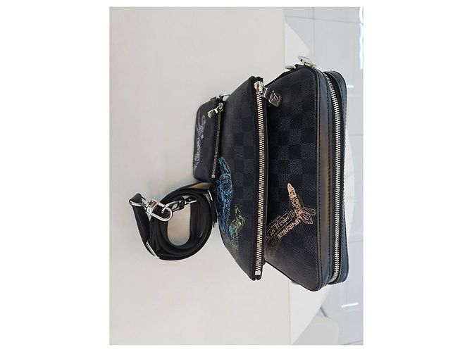 Louis Vuitton Borsa a tracolla a scacchi grafite Marrone - vista 11