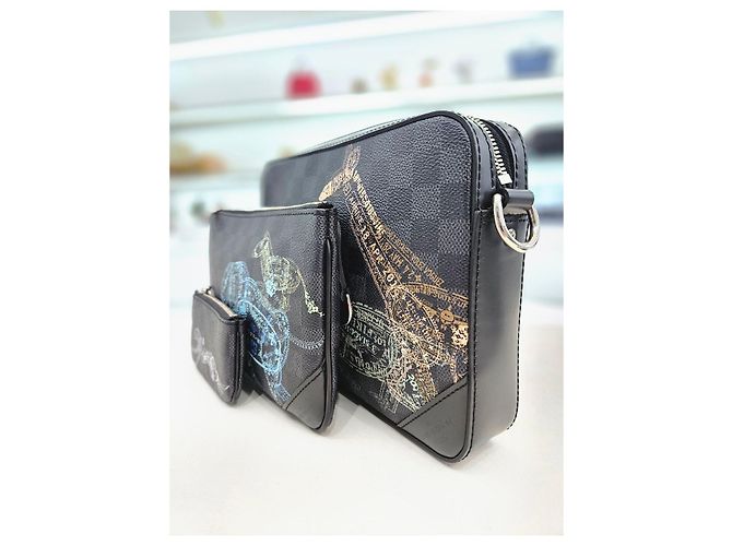 Louis Vuitton Borsa a tracolla a scacchi grafite Marrone - vista 12