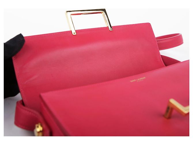 Saint Laurent Borsa a tracolla Sac Loulou in pelle rosa - vista 15