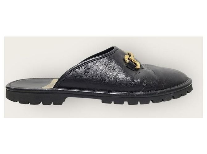 Gucci Mocassino in pelle nero con mors GG - vista 2