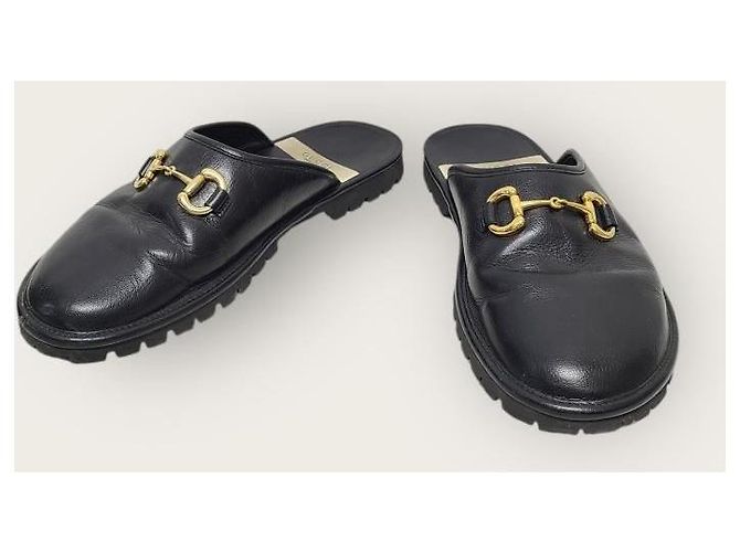 Gucci Mocassino in pelle nero con mors GG - vista 3