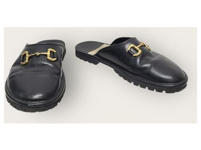 Gucci Mocassino in pelle nero con mors GG - vista 4
