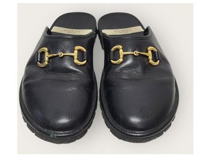 Gucci Mocassino in pelle nero con mors GG - vista 6