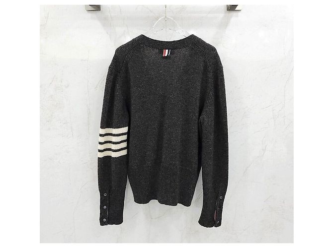 Thom Browne Cardigan aus Shetland-Wolle in Anthrazit - Ansicht 2
