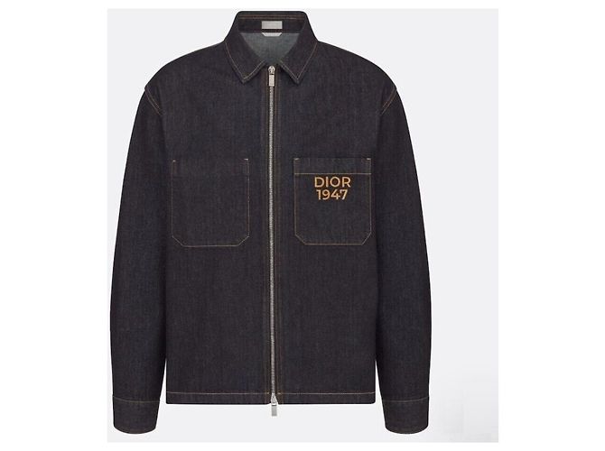 Dior Giacca blouson in denim di cotone con logo ricamato e zip Nero - vista 7