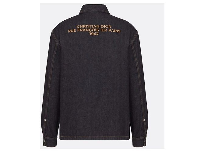 Dior Giacca blouson in denim di cotone con logo ricamato e zip Nero - vista 8