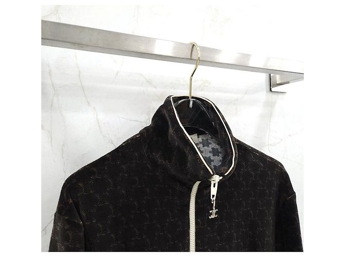Céline Velours-Jersey-Trainingsjacke mit Reißverschluss Silber - Ansicht 3