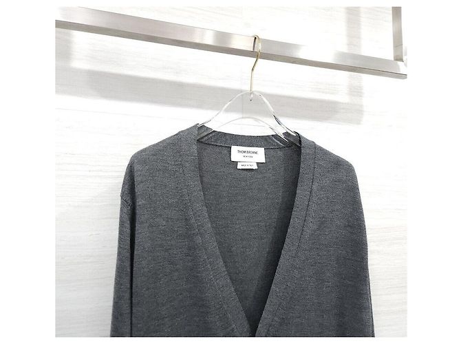 Thom Browne Grauer Wollcardigan Braun - Ansicht 3