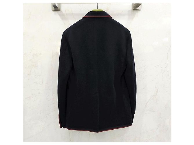 Gucci Navy-Blazer mit gestickter gg GG Logo-Borte Blau - Ansicht 2