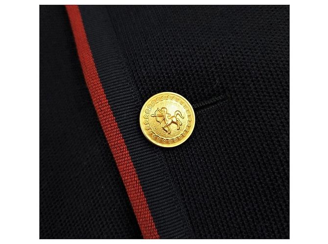 Gucci Navy-Blazer mit gestickter gg GG Logo-Borte Blau - Ansicht 4