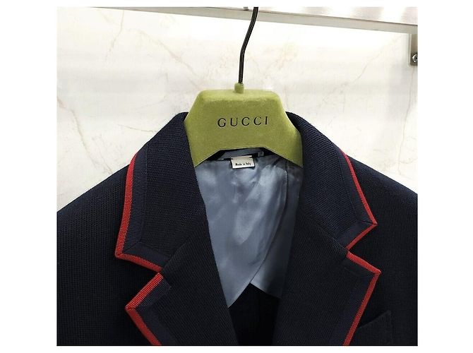 Gucci Navy-Blazer mit gestickter gg GG Logo-Borte Blau - Ansicht 5
