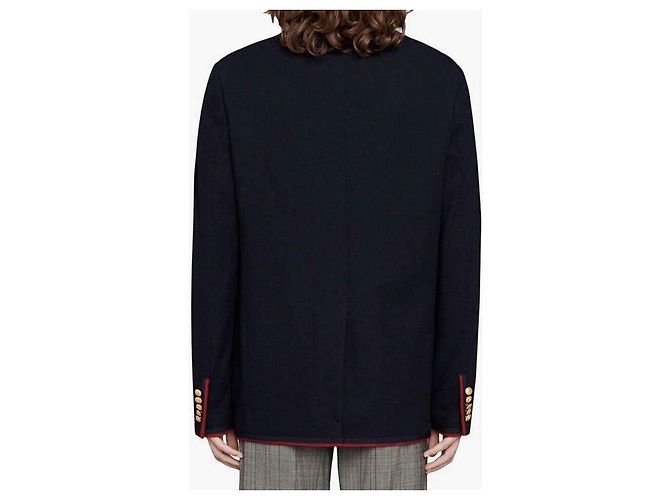 Gucci Navy-Blazer mit gestickter gg GG Logo-Borte Blau - Ansicht 8