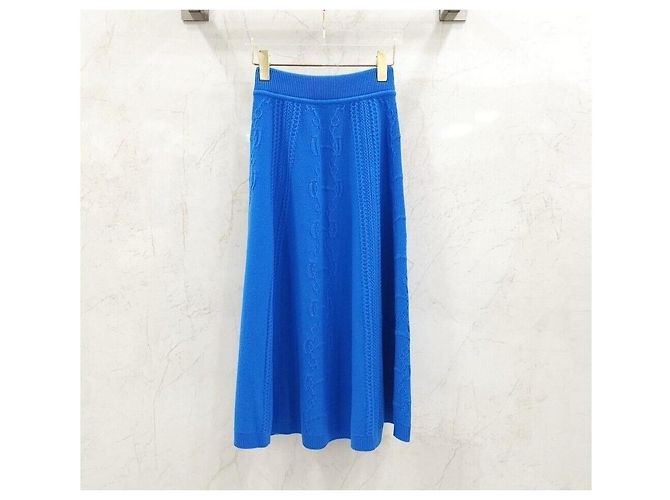 Hermès Falda de lana con punto trenzado Azul - vista 2