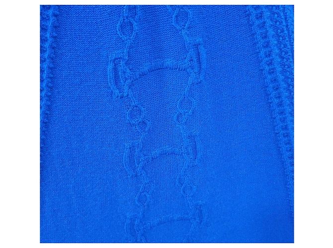 Hermès Falda de lana con punto trenzado Azul - vista 3