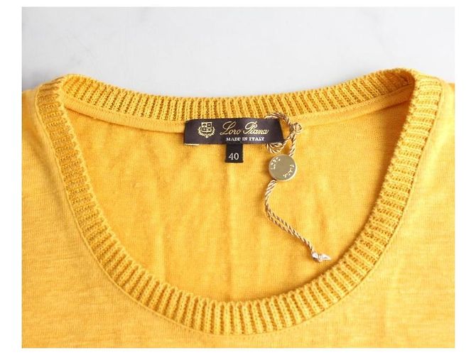 Loro Piana Anjeri Strickoberteil mit kurzen Ärmeln Gelb - Ansicht 6