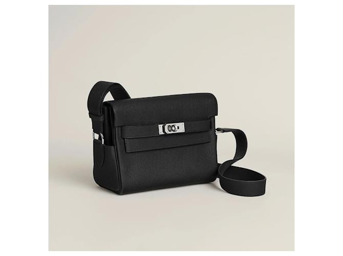 Hermès Borsa Messenger Kelly Togo PM Nera con Palladio Nero - vista 12