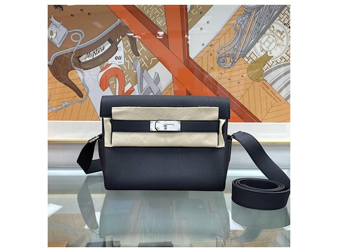 Hermès Borsa Messenger Kelly Togo PM Nera con Palladio Nero - vista 2