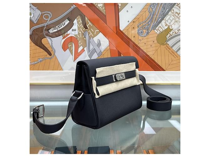 Hermès Borsa Messenger Kelly Togo PM Nera con Palladio Nero - vista 5
