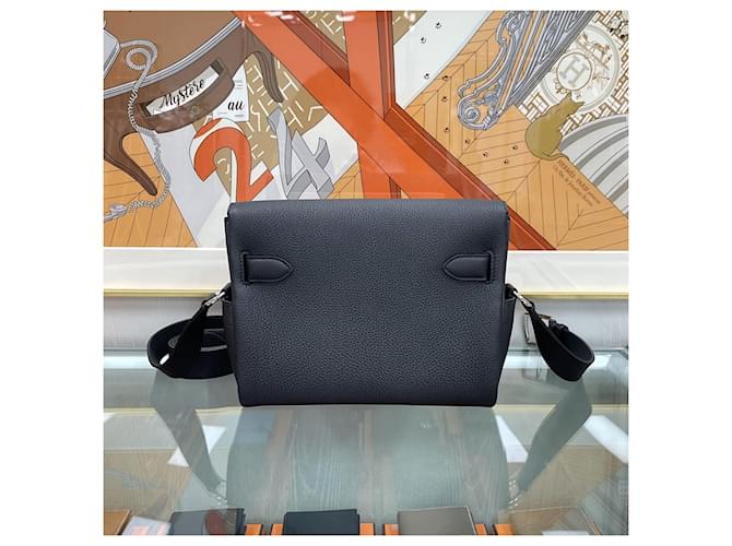 Hermès Borsa Messenger Kelly Togo PM Nera con Palladio Nero - vista 6
