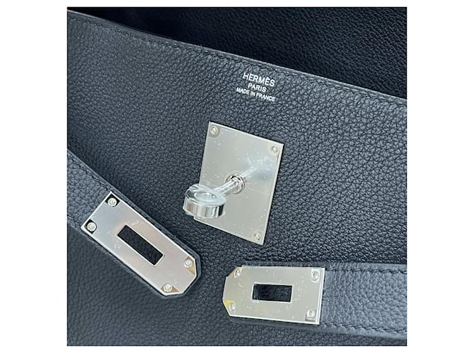 Hermès Borsa Messenger Kelly Togo PM Nera con Palladio Nero - vista 8