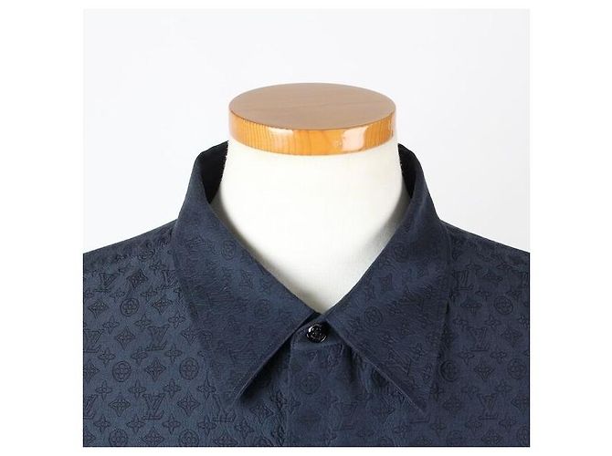 Louis Vuitton Mini Monogram Seidenmischung Hemd Navy XL Blau - Ansicht 5
