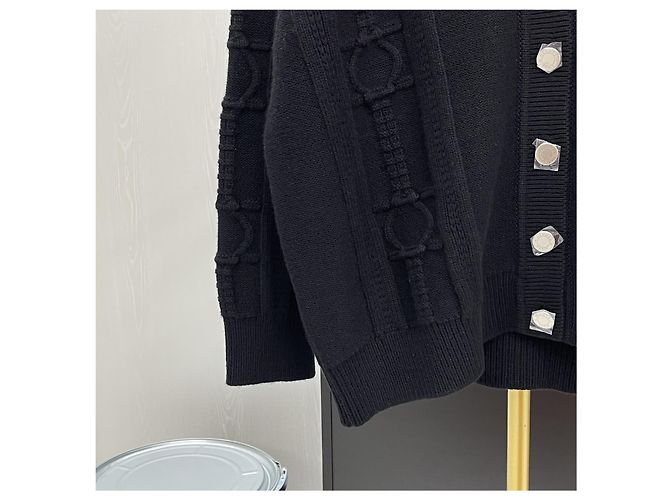 Hermès Wollstrickjacke mit Knöpfen für Damen schwarz - Ansicht 4